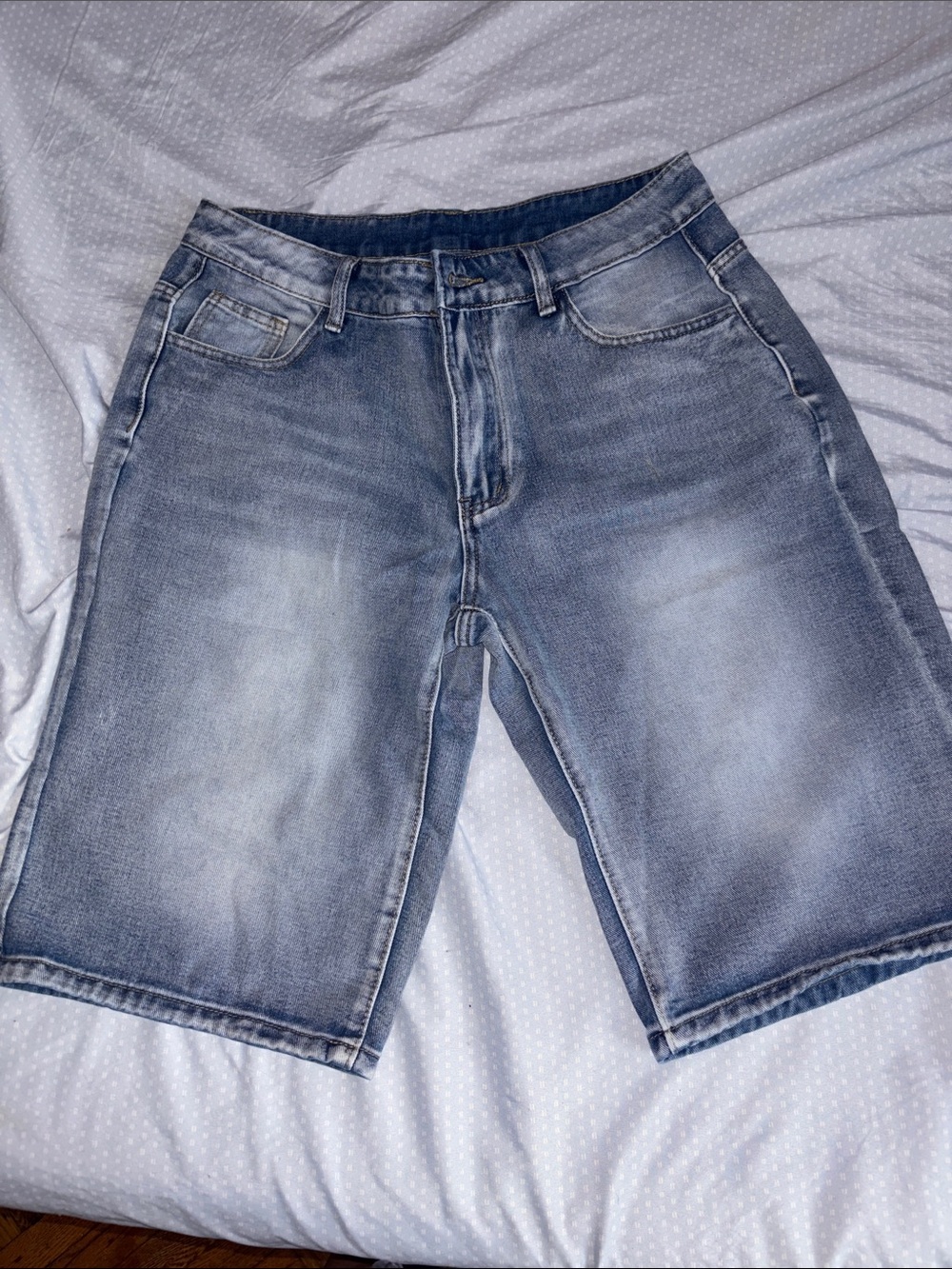 Woman Classic Light Wash Denim Shorts - Blue